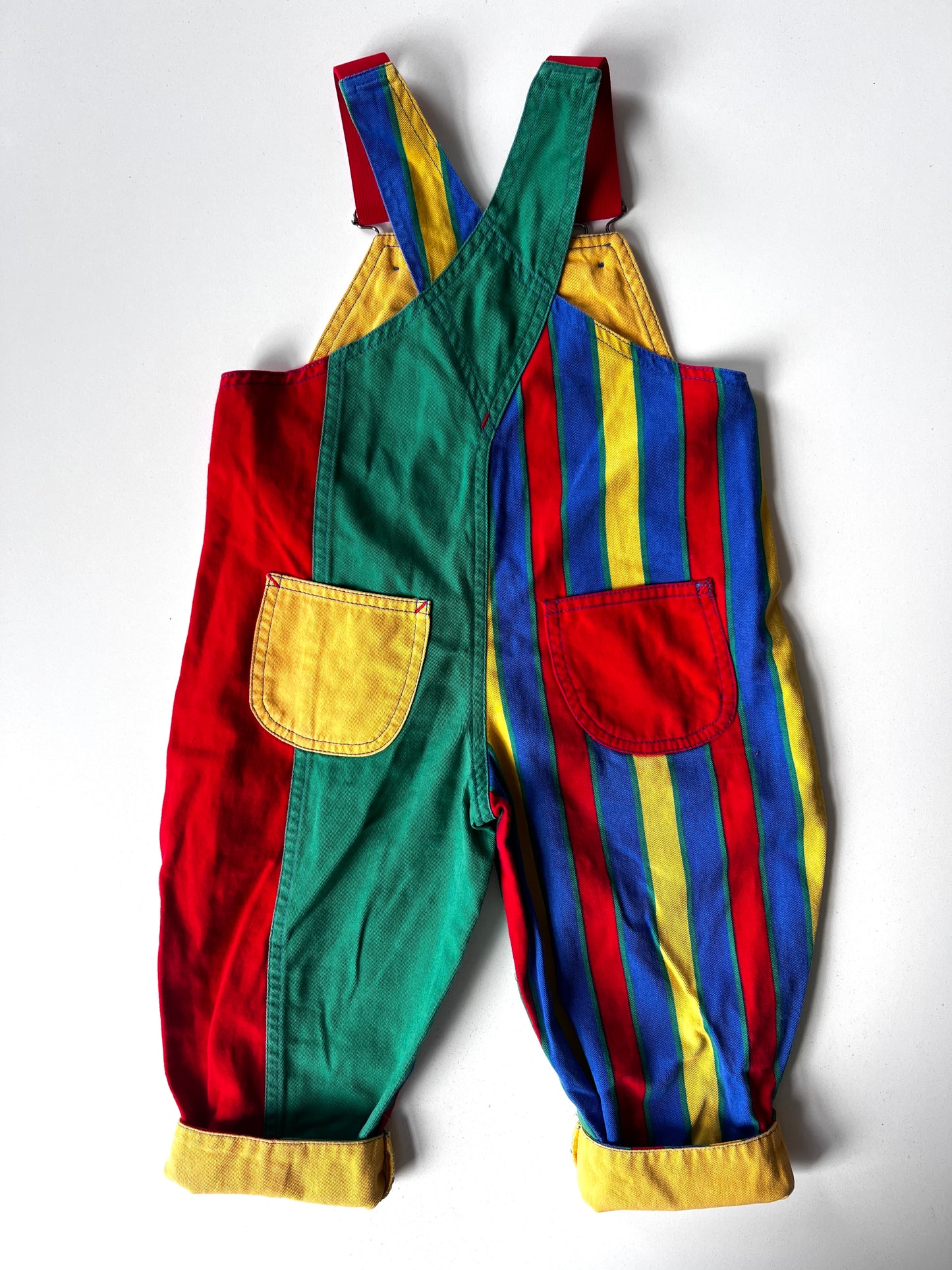 Kids Vintage 90s St Michael Stripe Dungarees – Size 2 Years