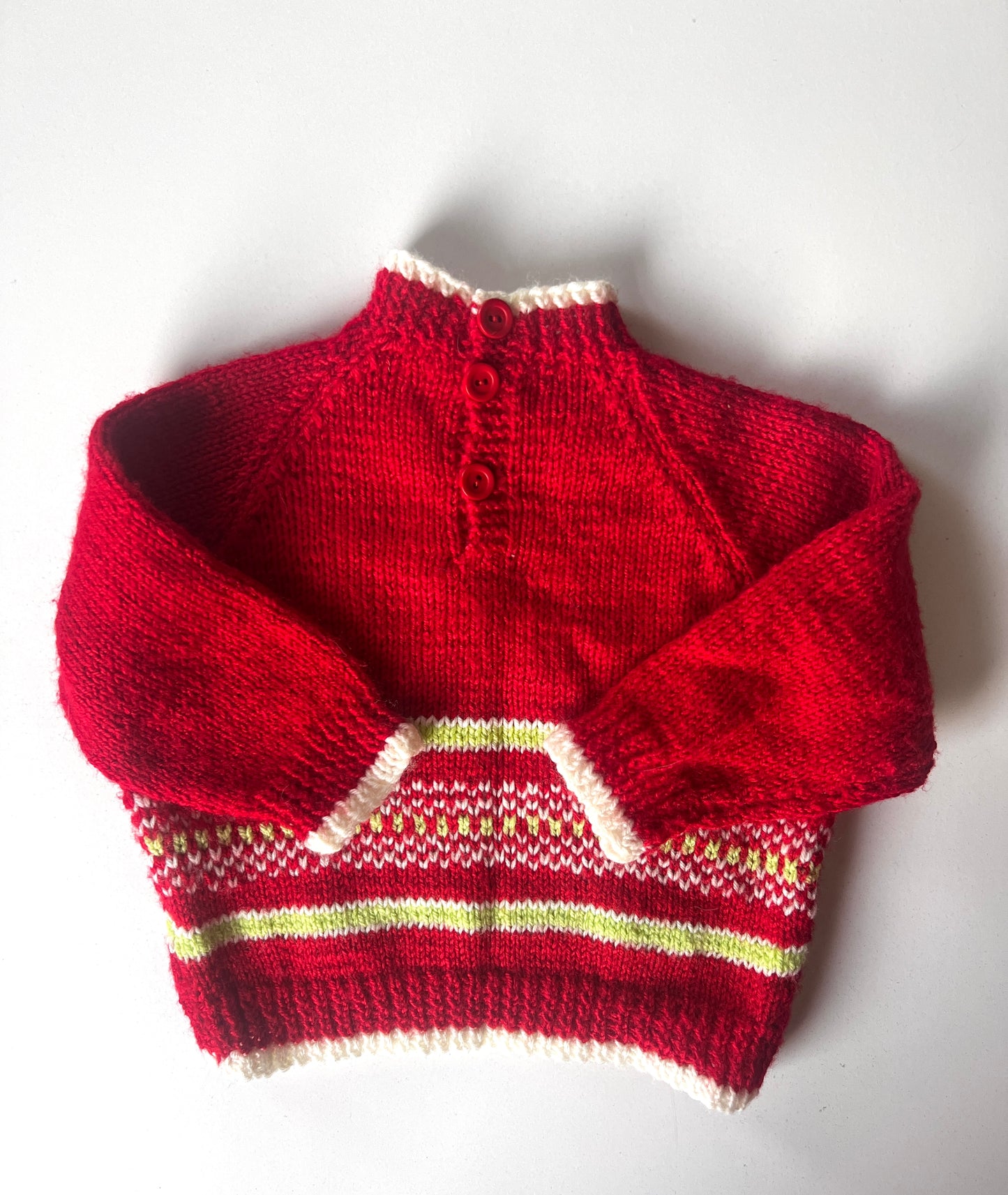 Kids Vintage Hand Knitted Christmas Jumper Size 6-12 Months