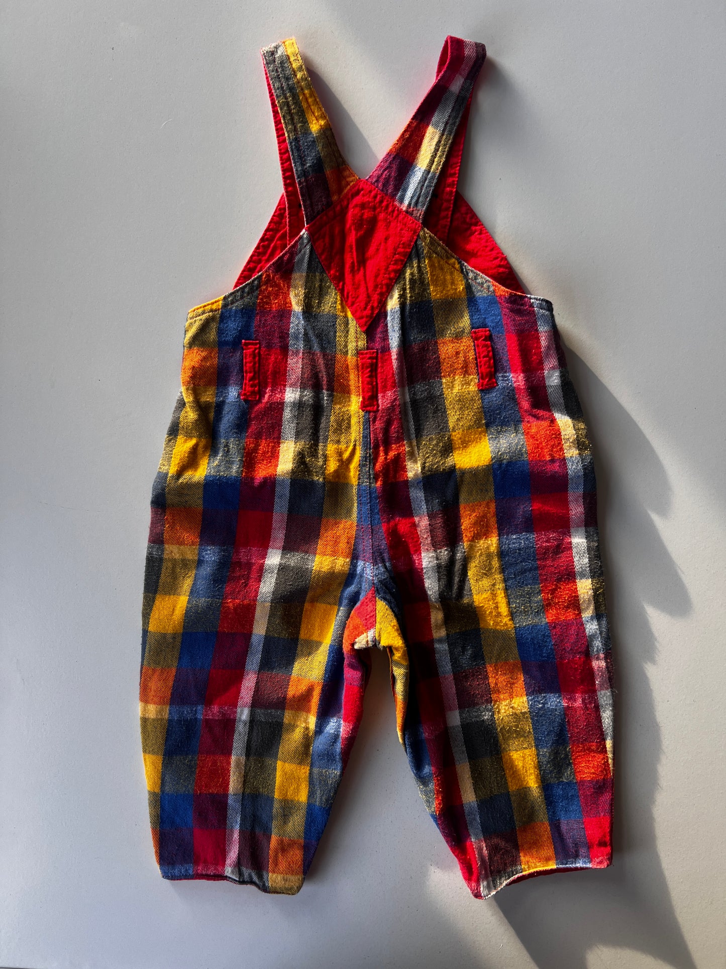 Kids Vintage 90s Checked Dungarees Size 6-12 Months