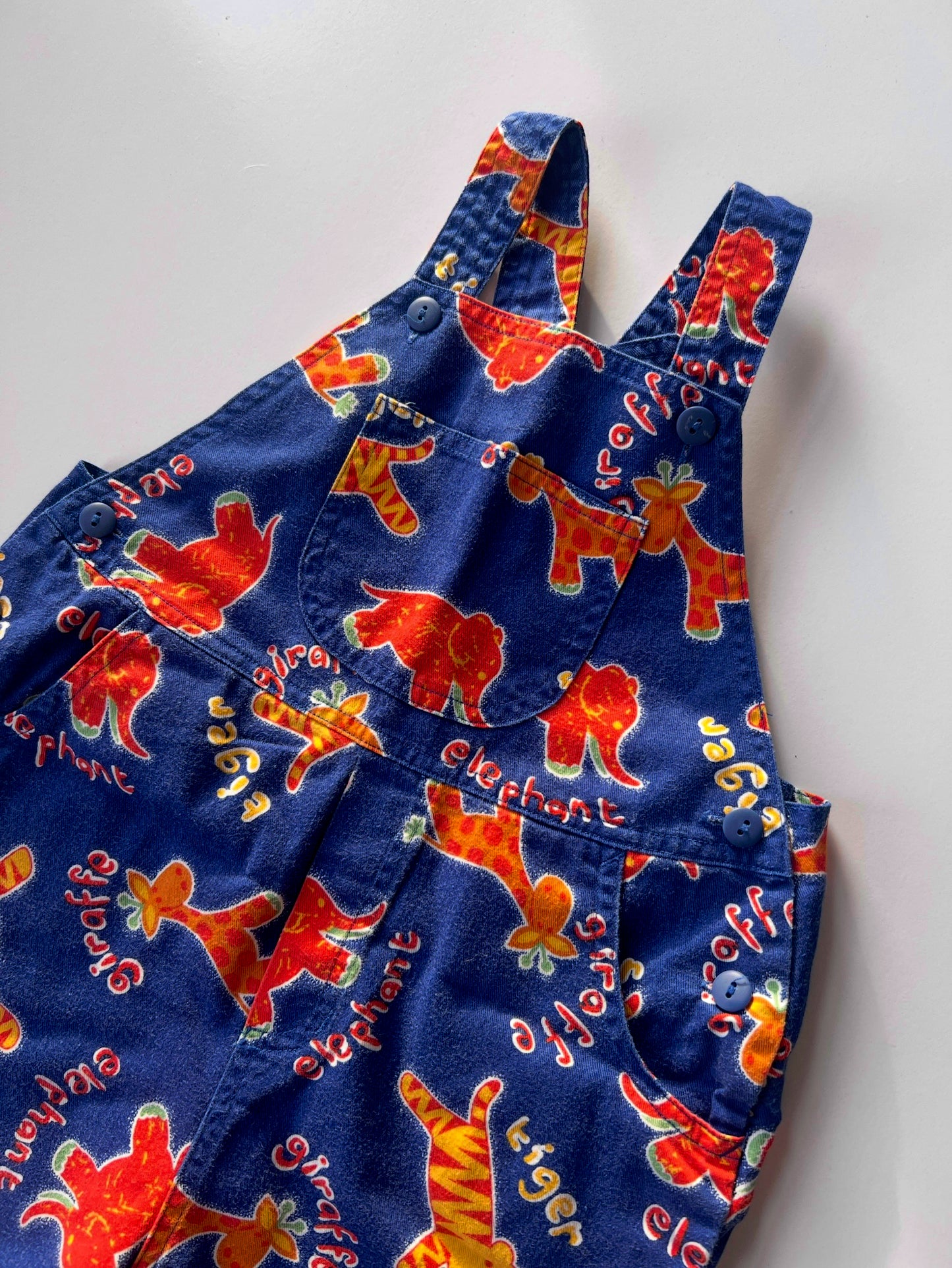 Kids Vintage 90's Animal Dungarees Size 12-18 Months