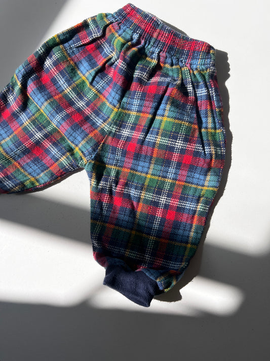 Kids Vintage 90s Checked Trousers Size 6-12 Months