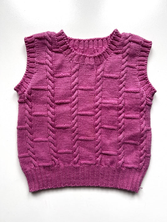Kids Vintage Pure Wool Patchwork Vest Size 6 Years