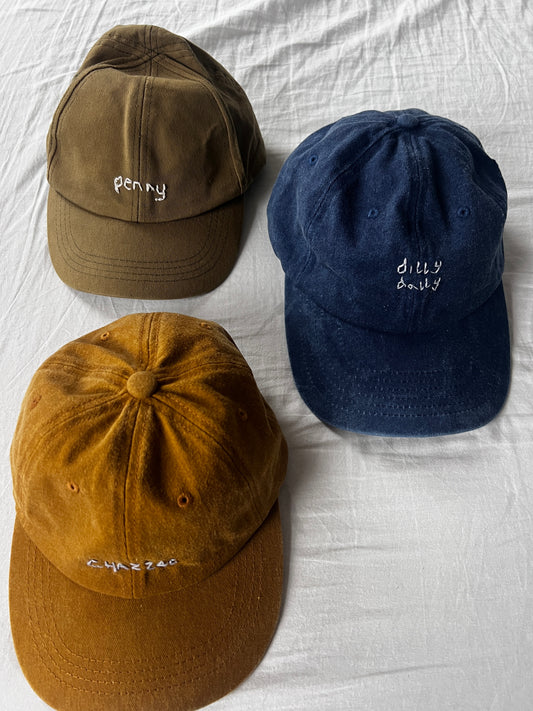 Vintage Caps — Hand Embroidered with Your Kid’s Writing