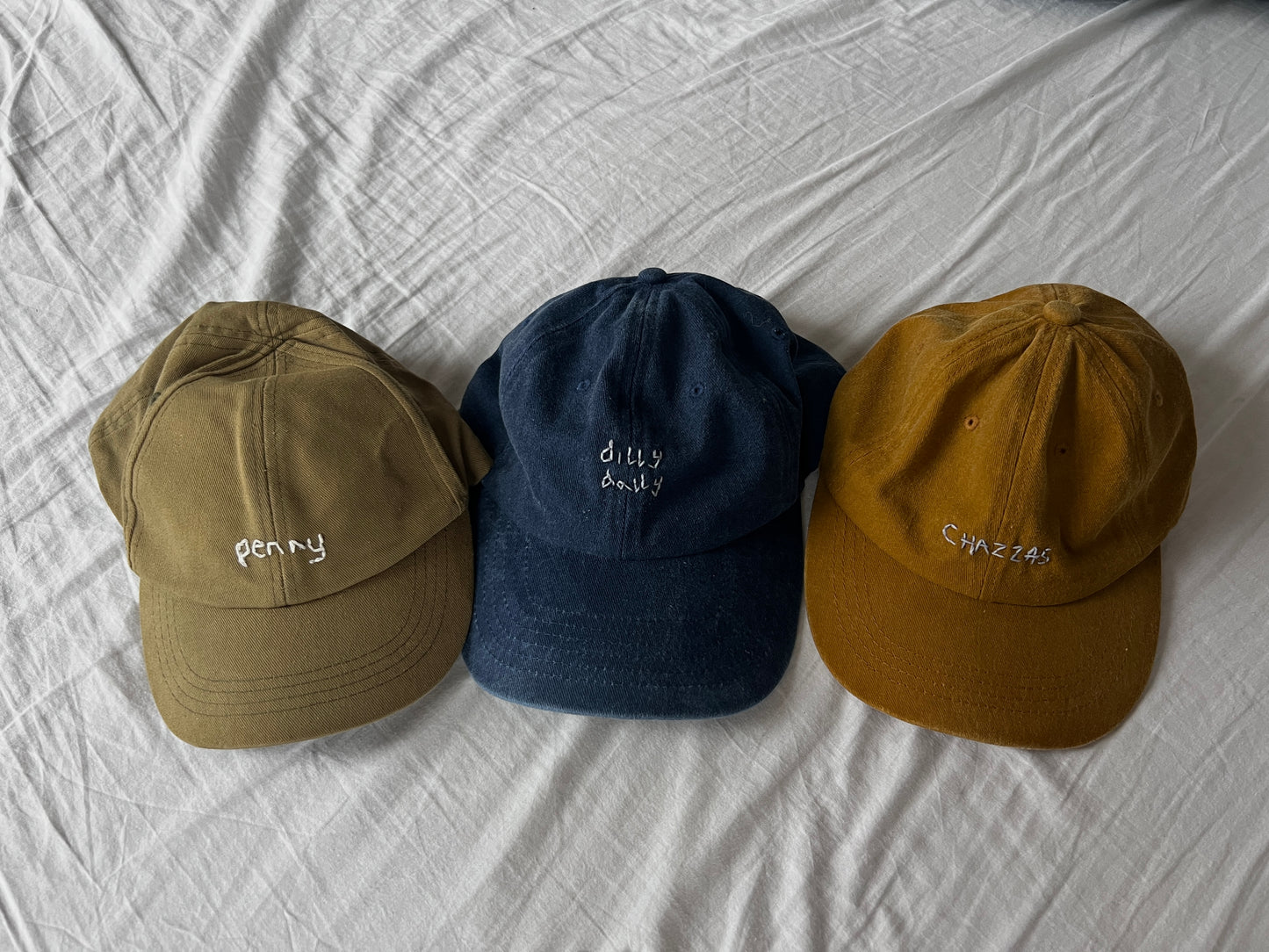 Vintage Caps — Hand Embroidered with Your Kid’s Writing