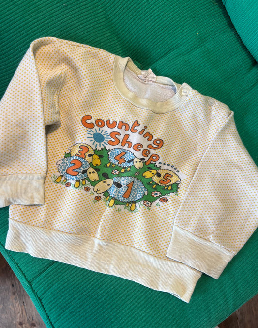Kids Vintage 80's Counting Sheep Sweat Size 12 Months