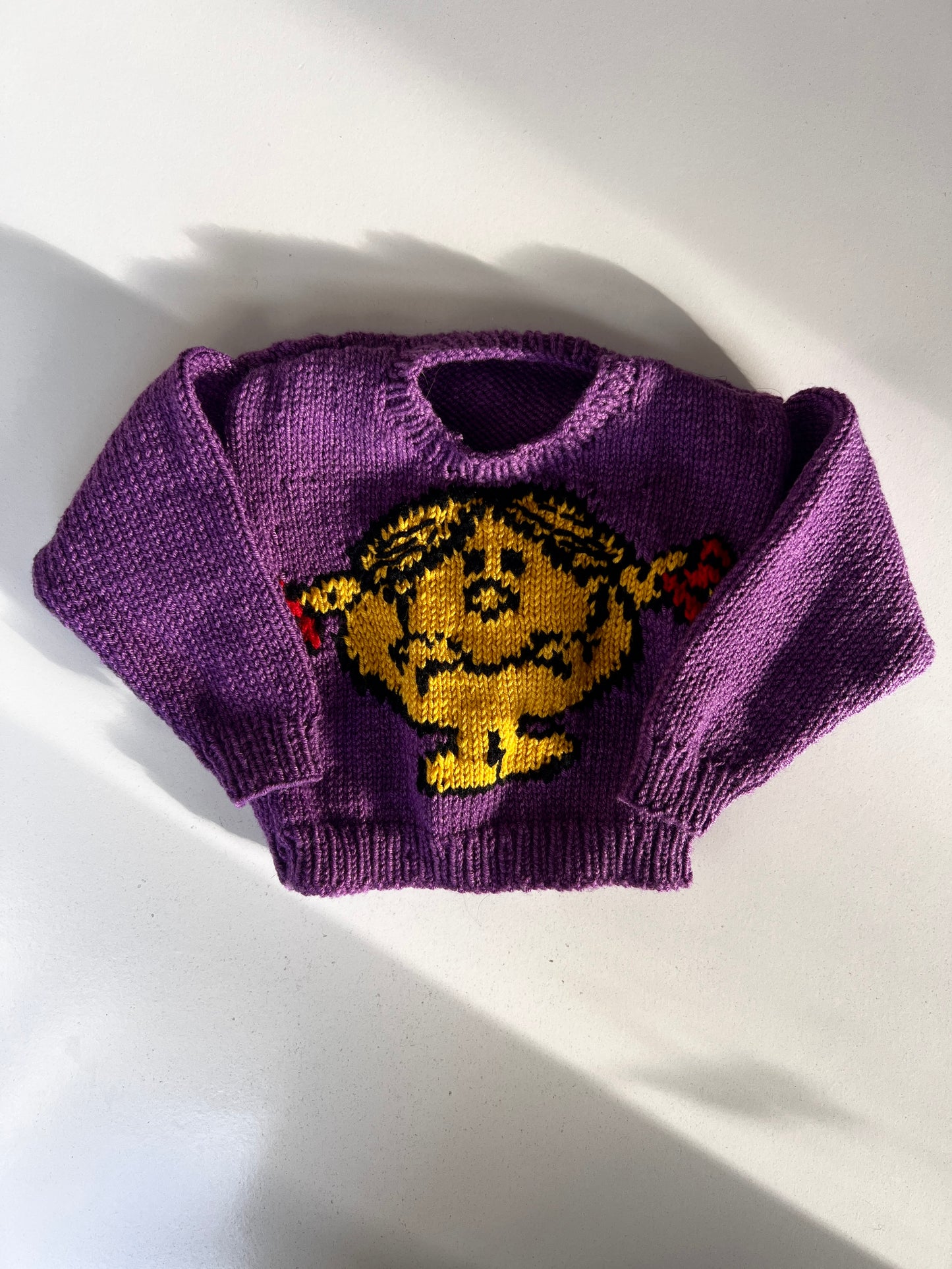 Vintage Hand Knitted Little Miss Sunshine Jumper Age 6-12 Months