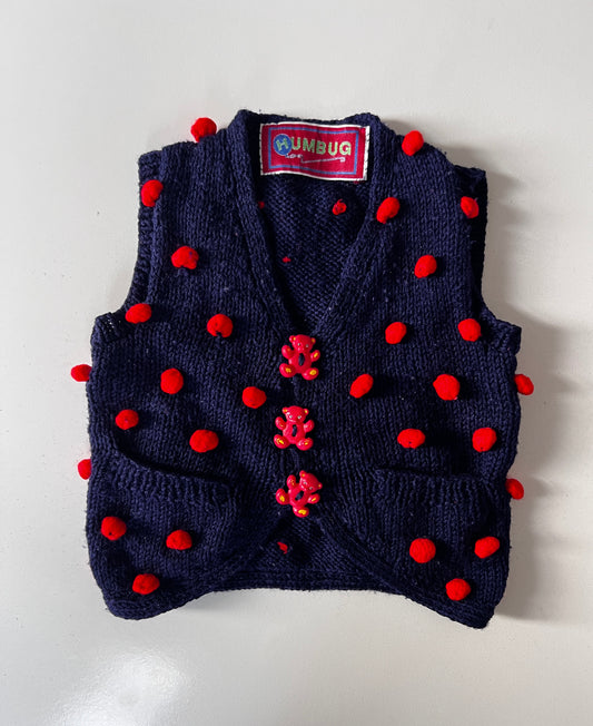 Vintage Hand Knitted Popcorn Vest Size 24 Months