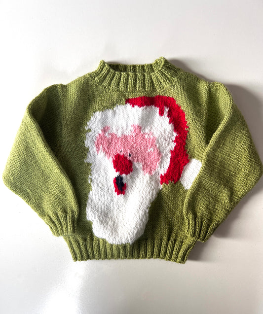 Vintage Hand Knitted Santa Jumper Age 3 Years
