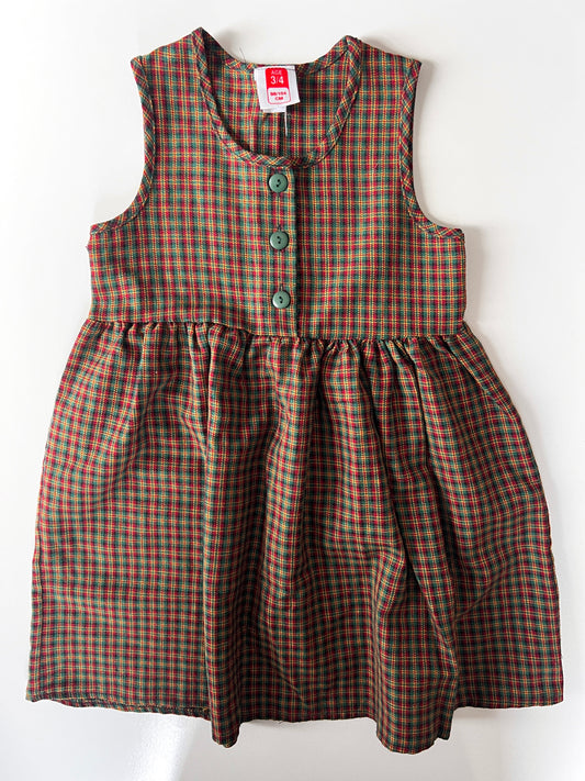 Kids Vintage Checked Pinafore Dress Size 3-4