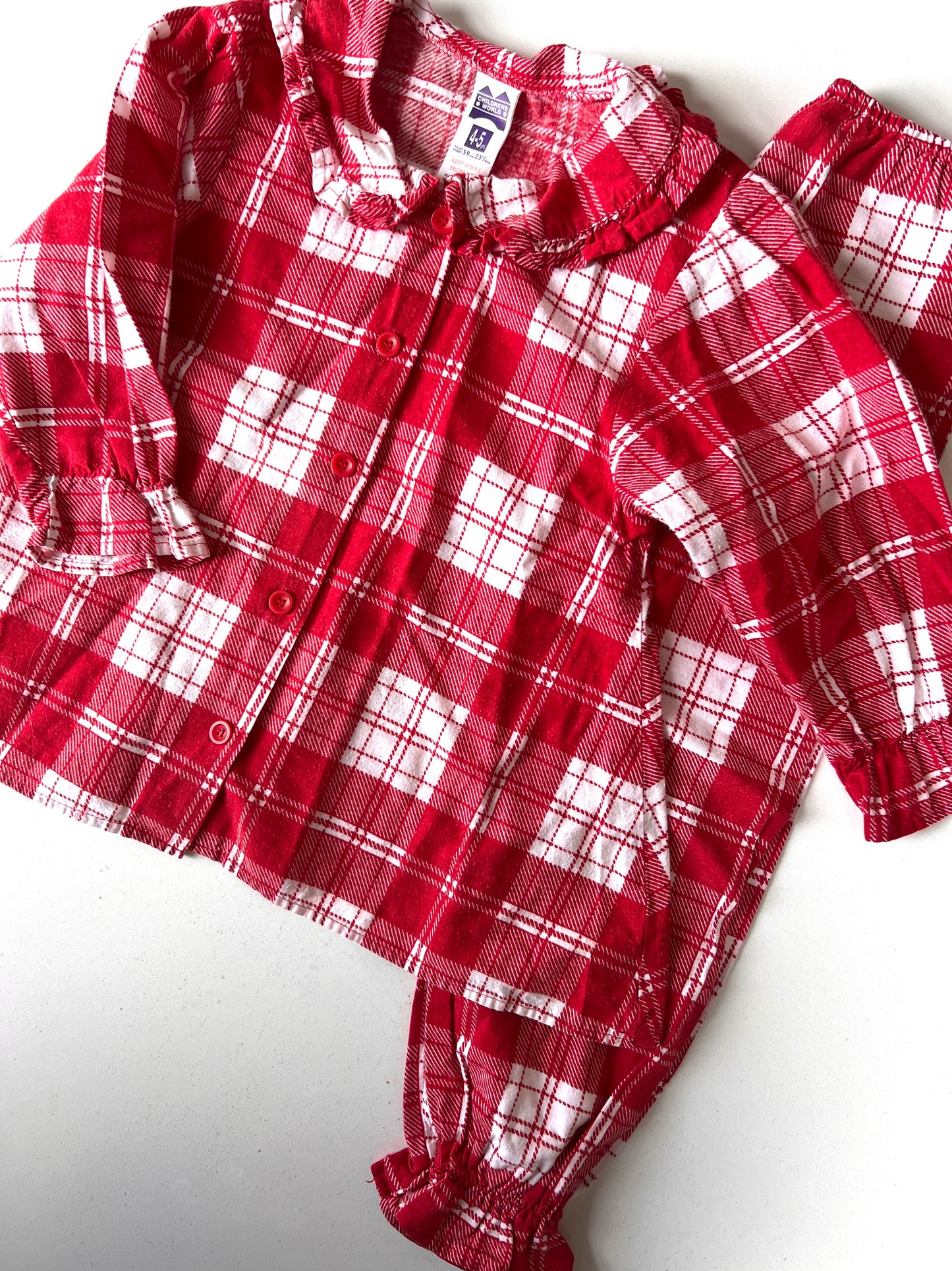 Kids Vintage Checked Christmas Pjs Size 4-5 Years