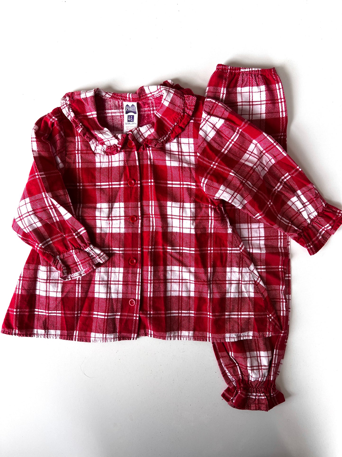 Kids Vintage Checked Christmas Pjs Size 4-5 Years