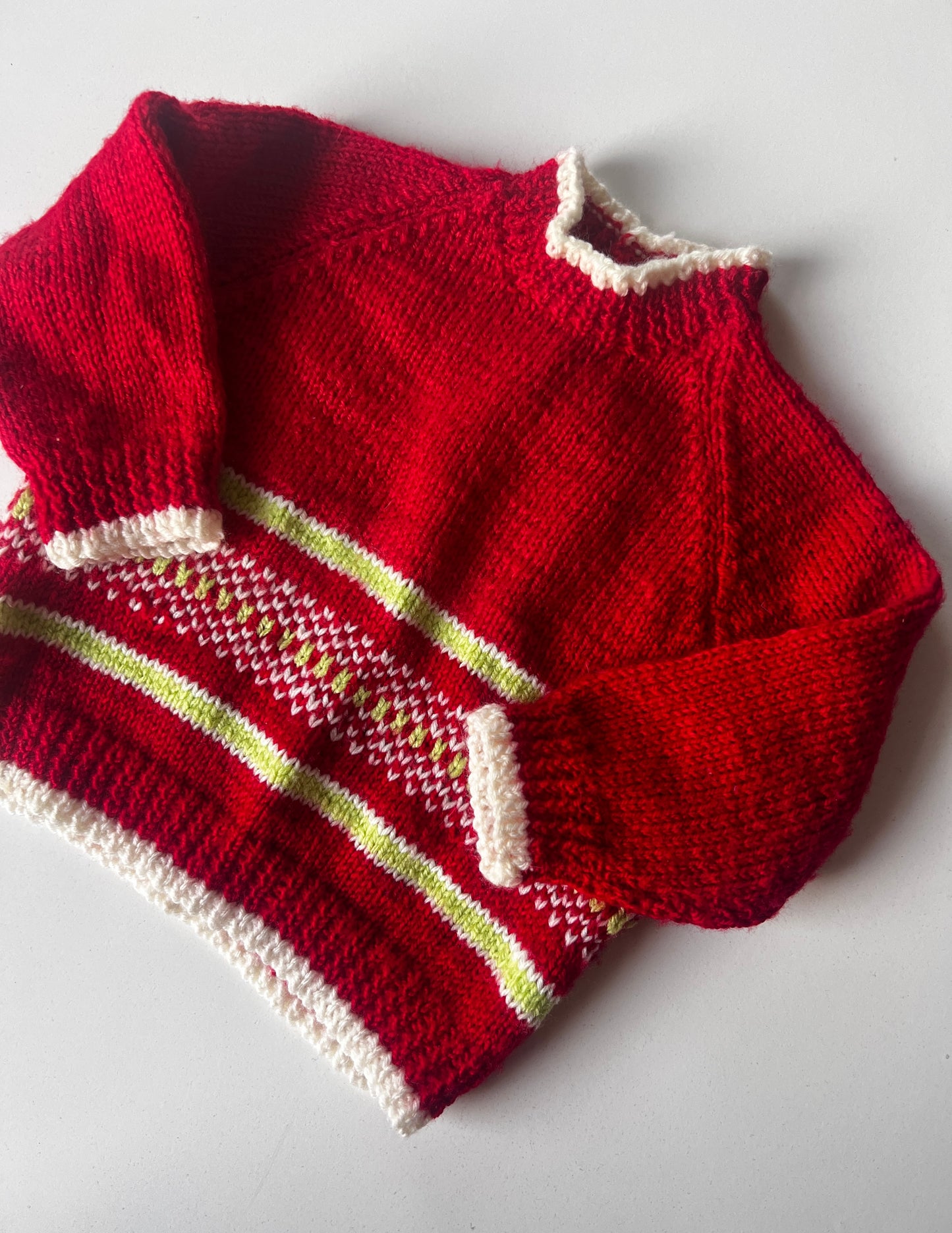 Kids Vintage Hand Knitted Christmas Jumper Size 6-12 Months